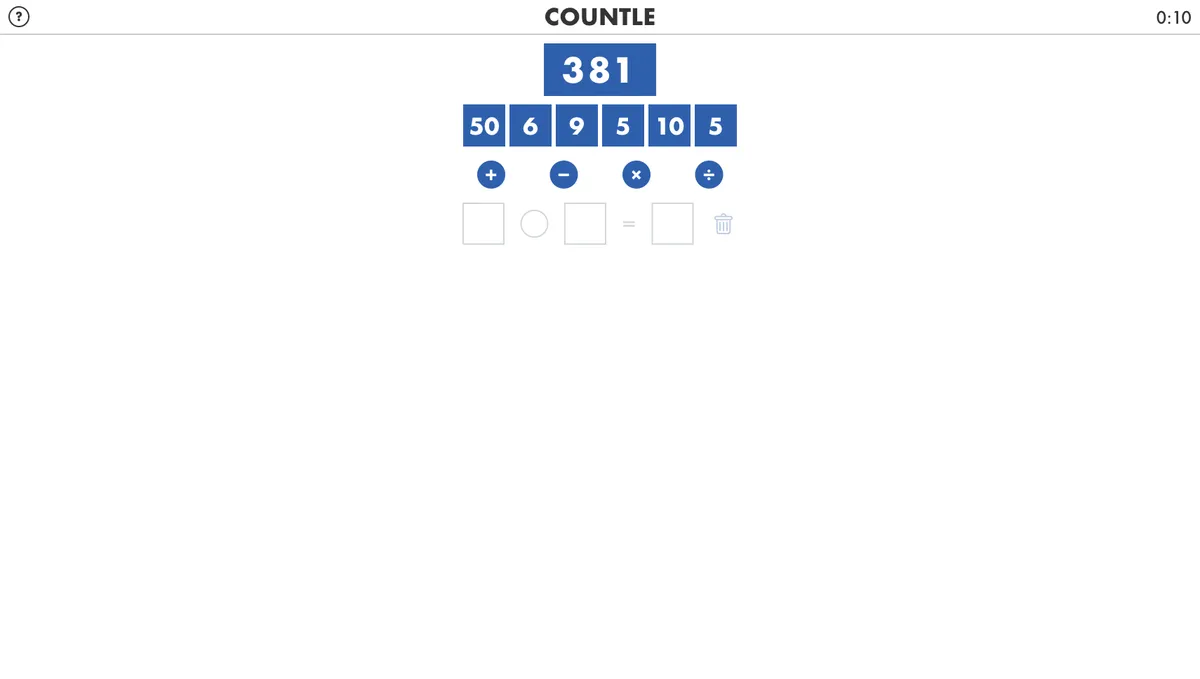 Countle game board before the first move