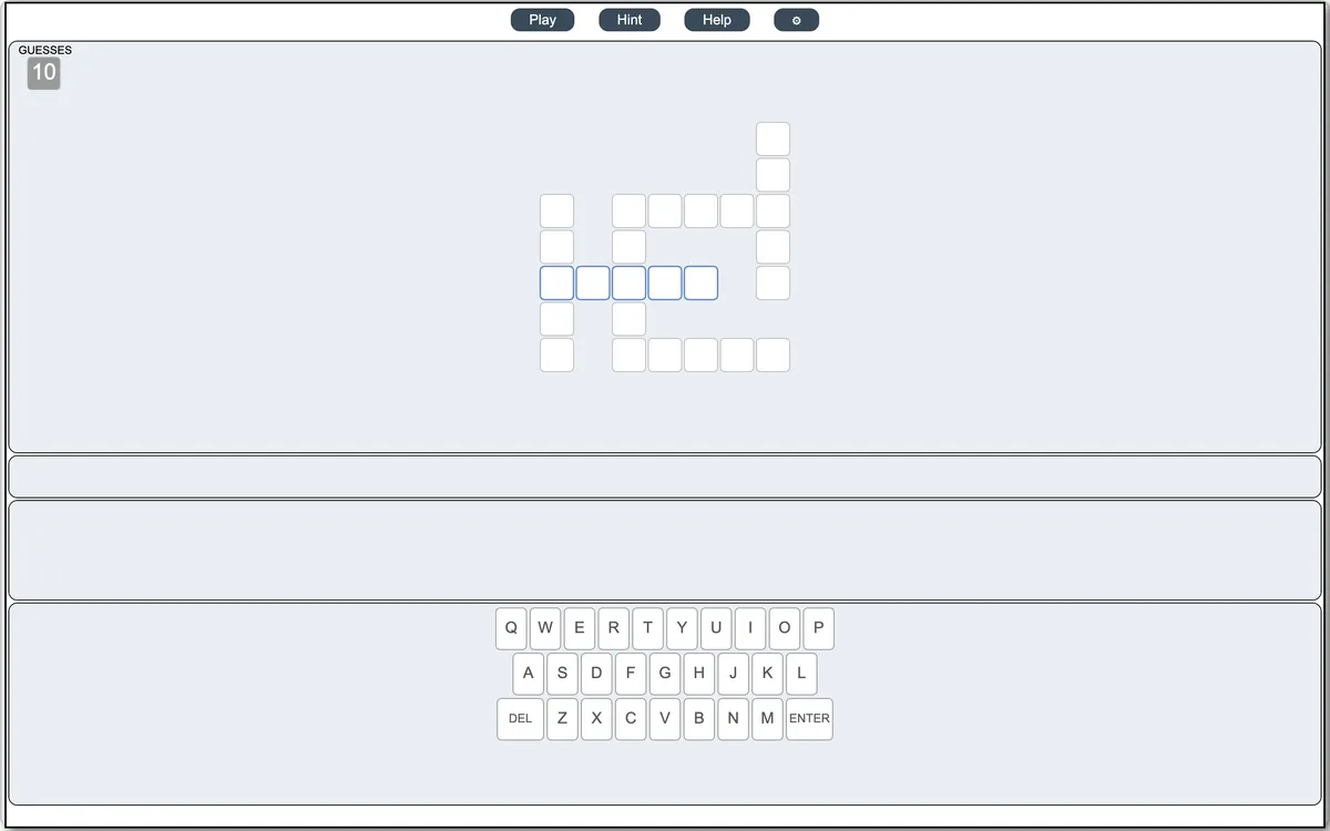 CrsWordle game board before the first move