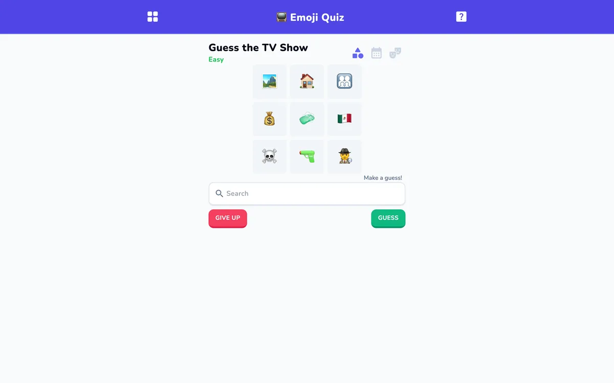 Emoji Quiz - TV game board before the first move
