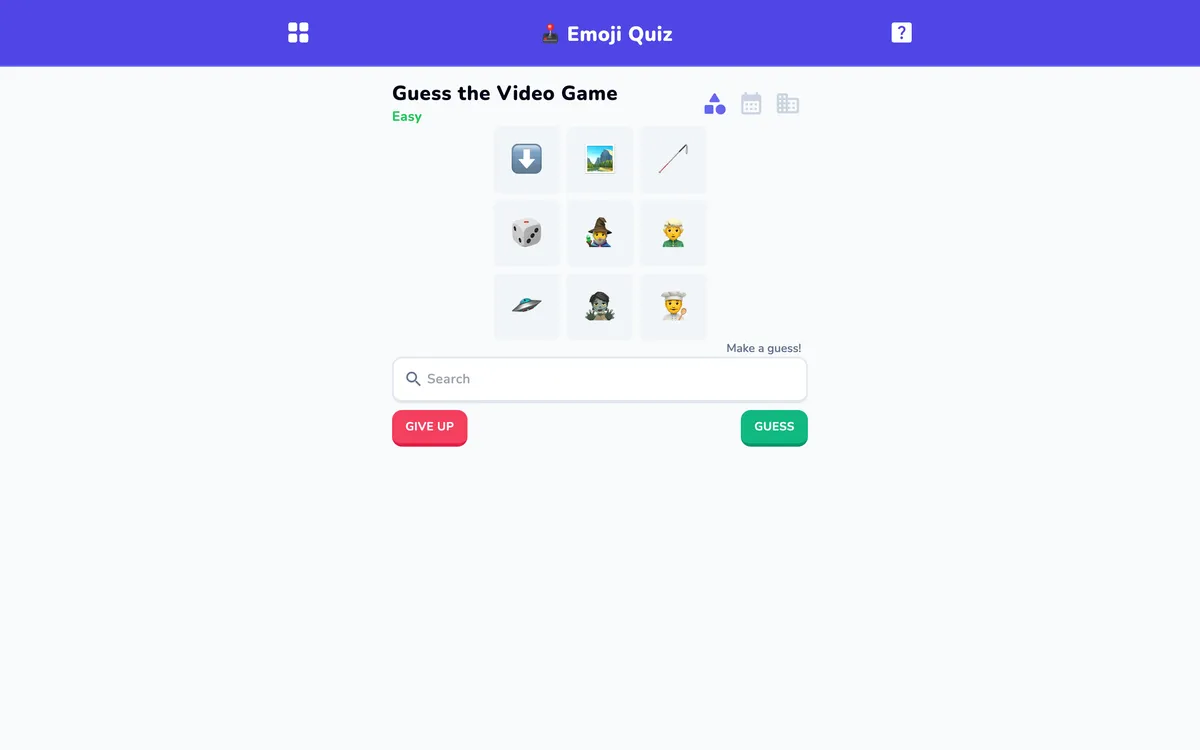 Emoji Quiz - Video Games game board before the first move