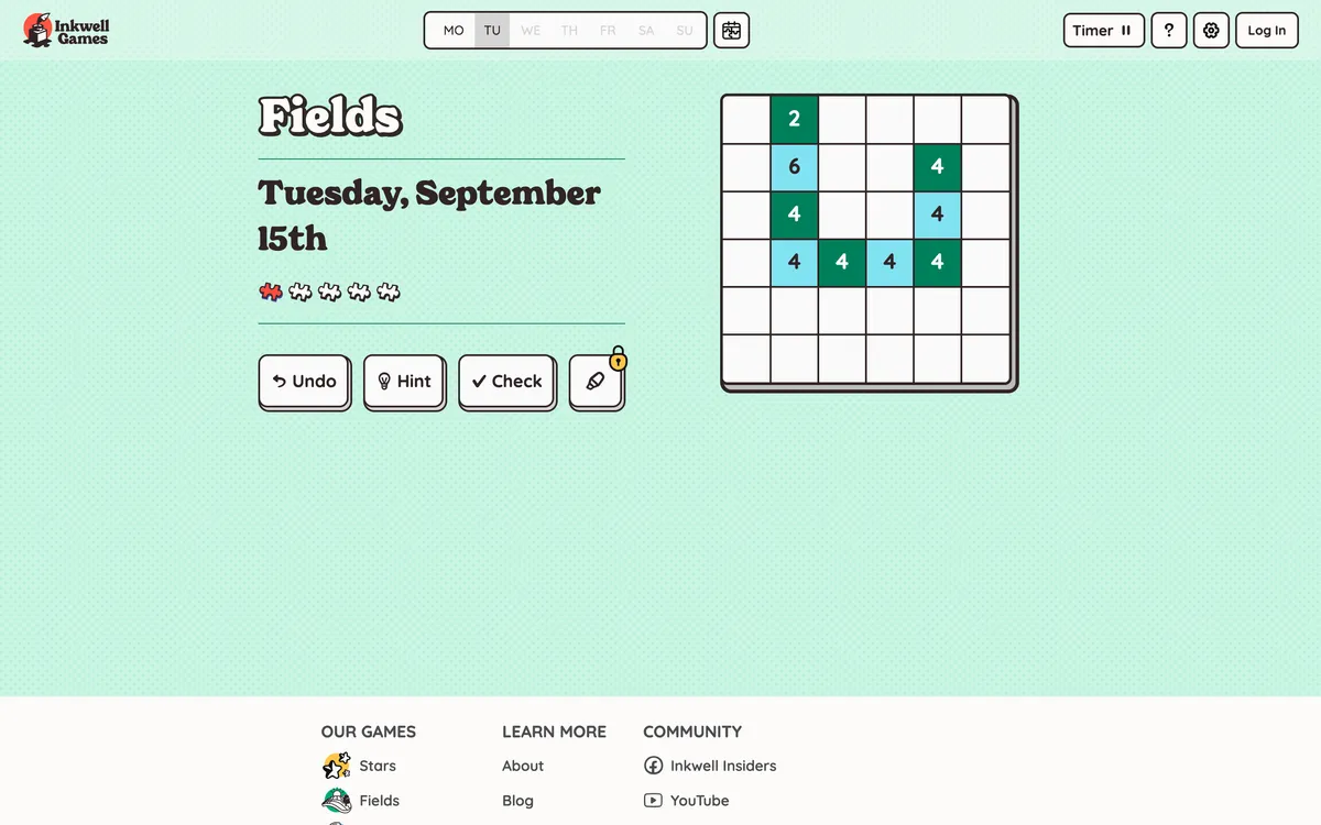 Fields game board before the first move