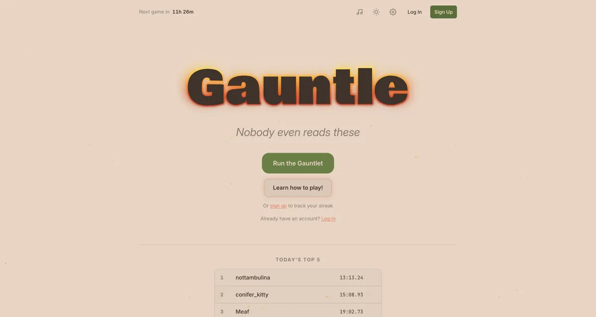 Gauntle game board before the first move