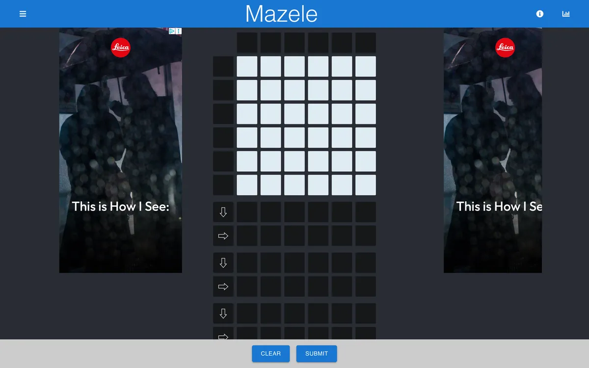 Mazele game board before the first move
