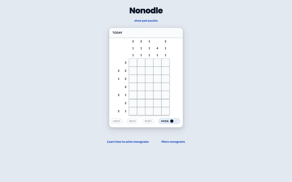 Nonodle game board before the first move