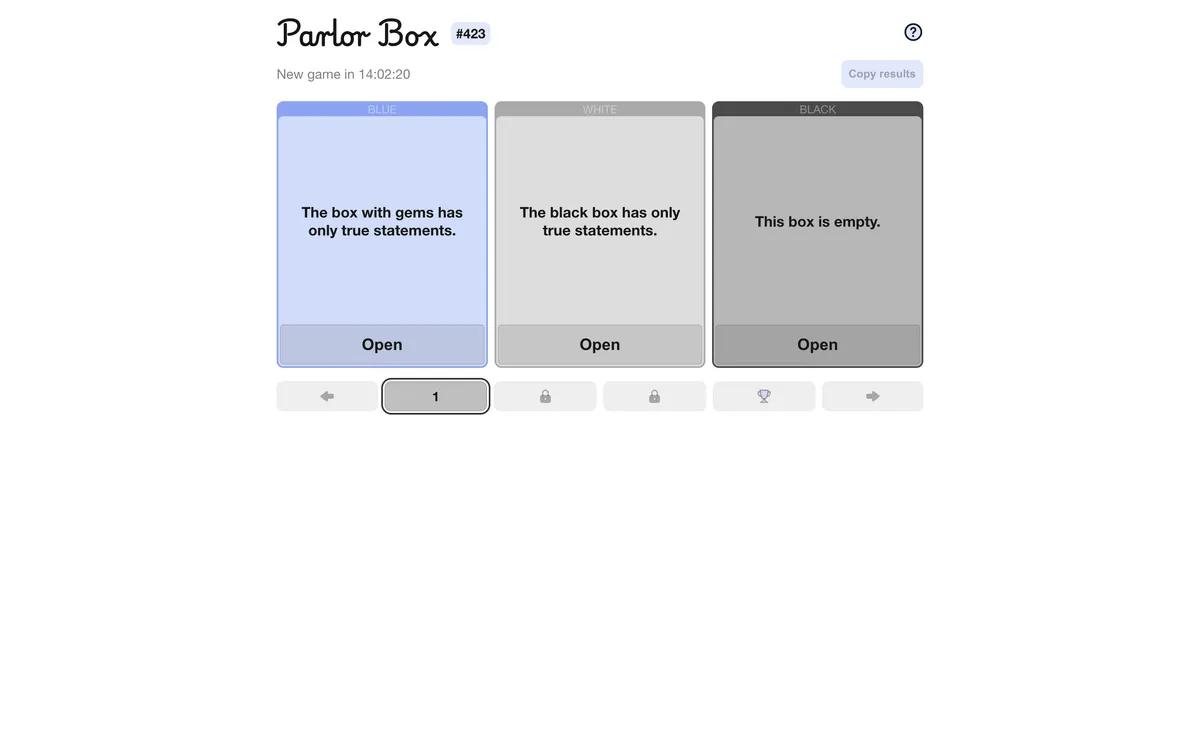 Parlorbox game board before the first move