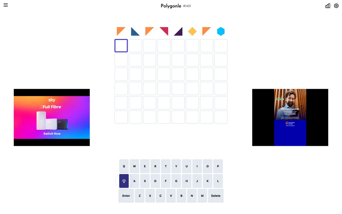 Polygonle game board before the first move