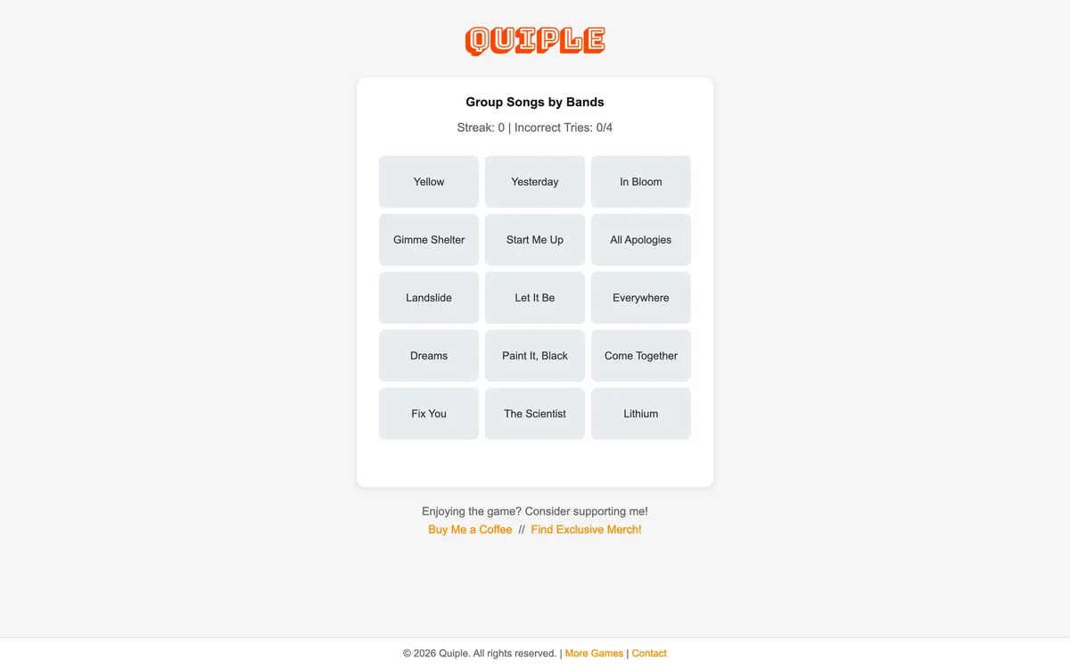 Quiple game board before the first move
