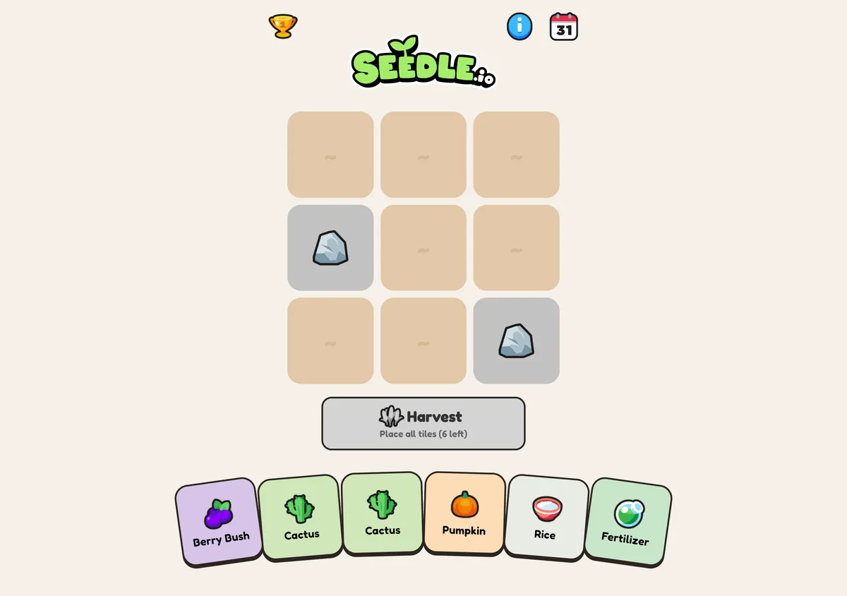 Seedle game board before the first move