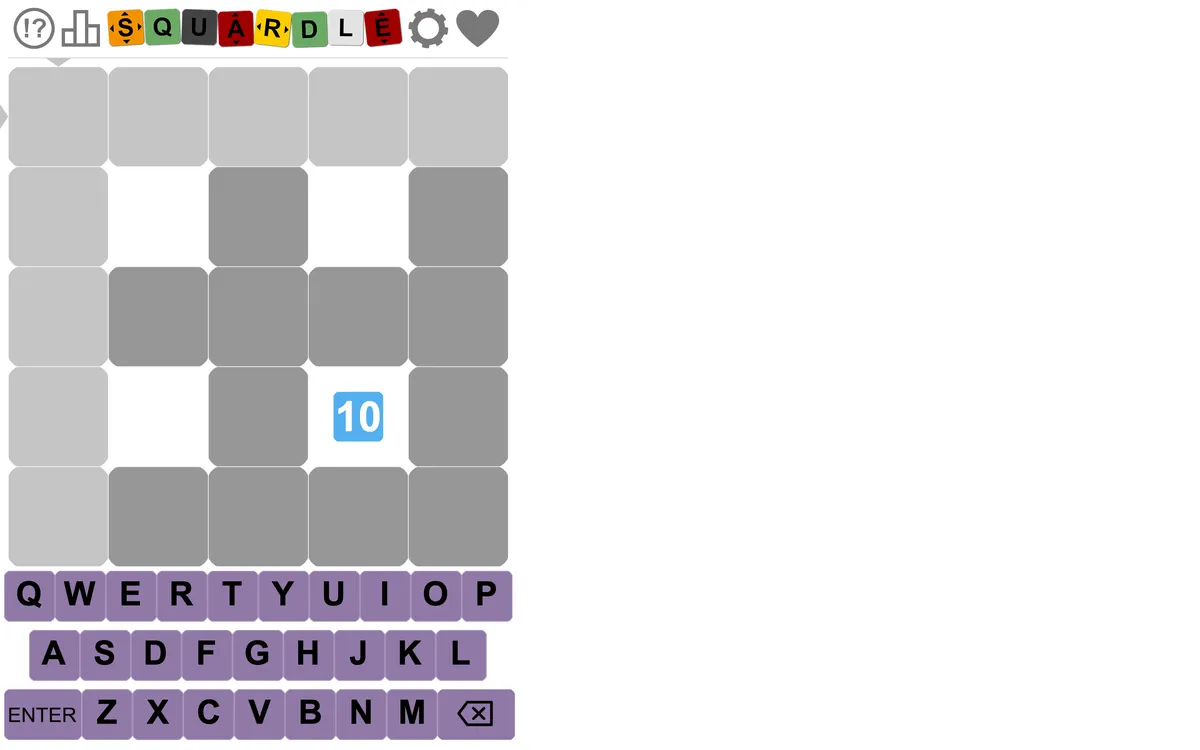 Squardle game board before the first move