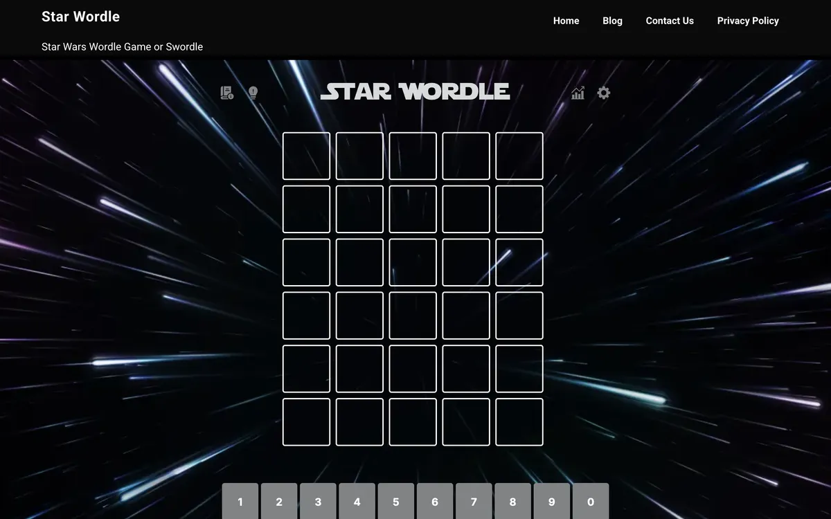 Star Wordle game board before the first move