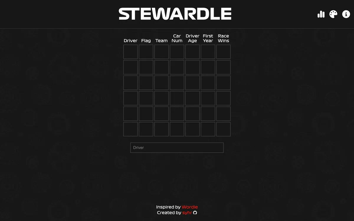 Stewardle game board before the first move