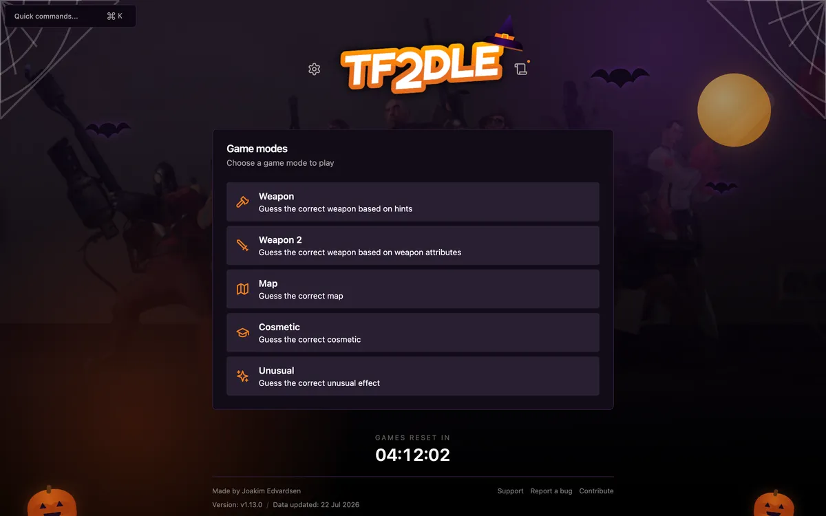 TF2dle game board before the first move