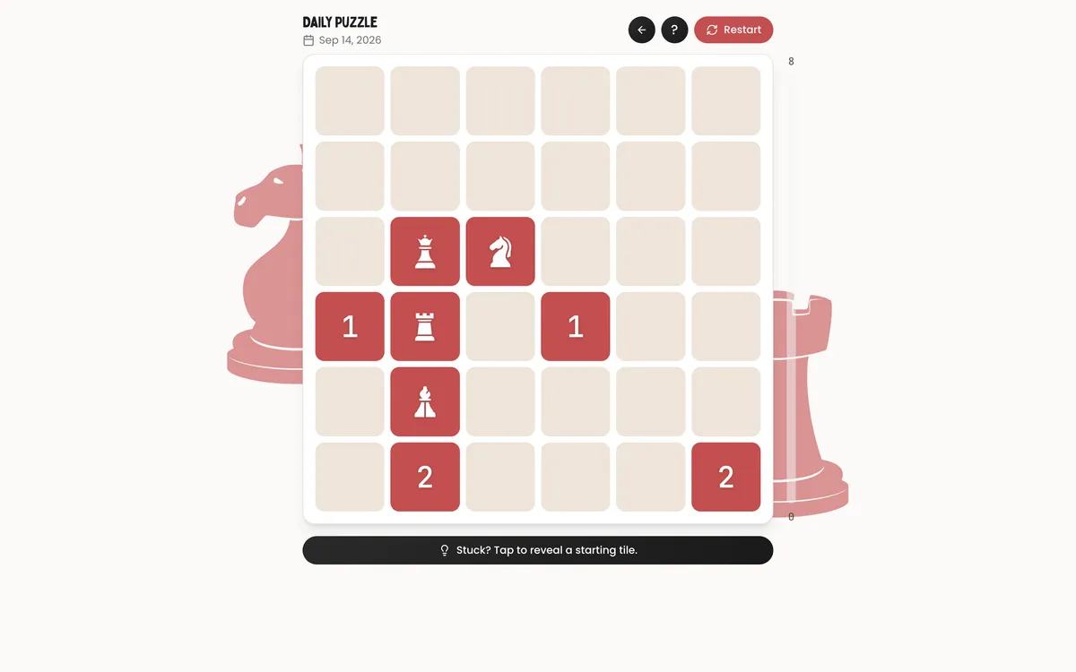 Tile Knight game board before the first move