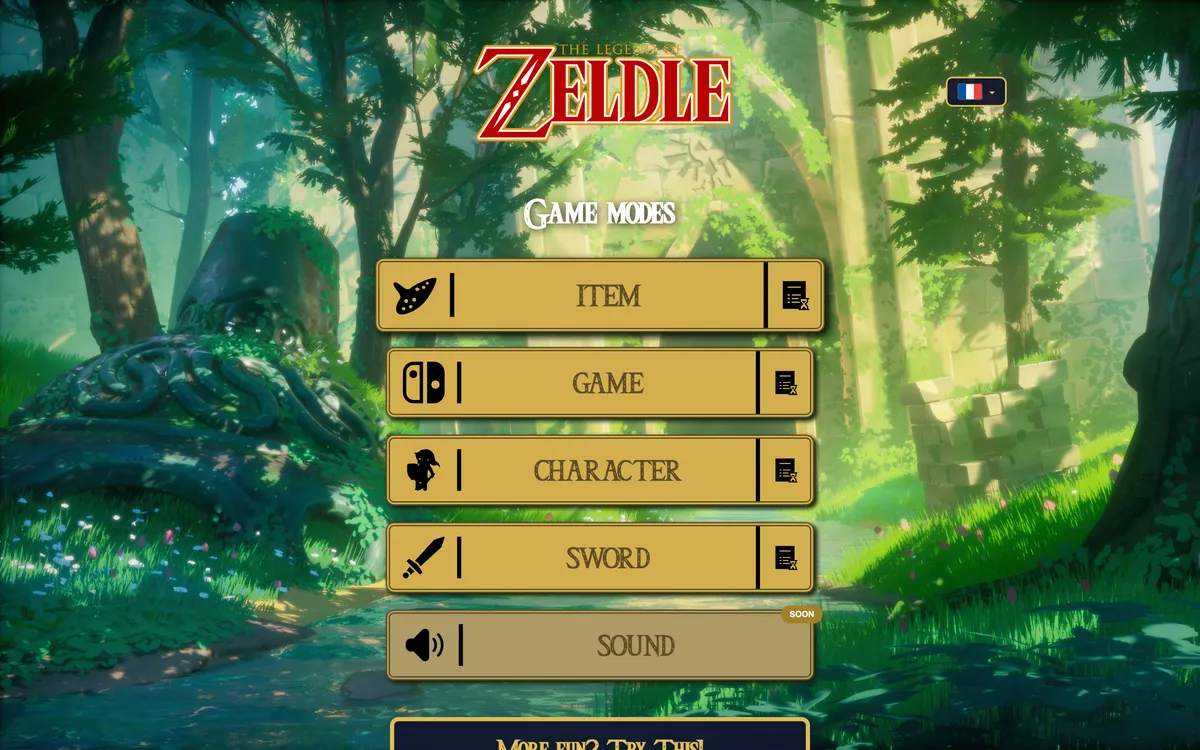 Zeldle game board before the first move